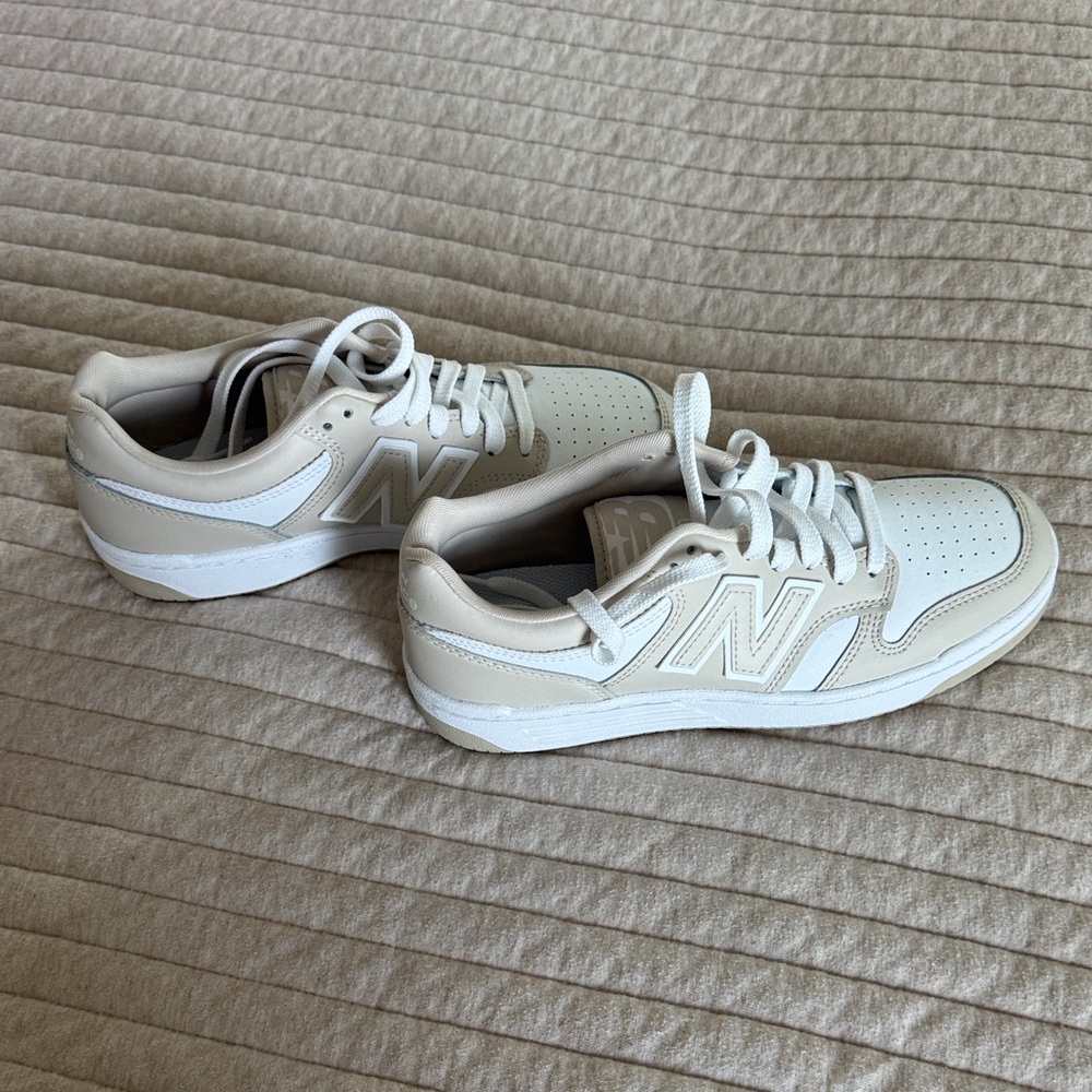 New Balance 480 Cream and White Shoes